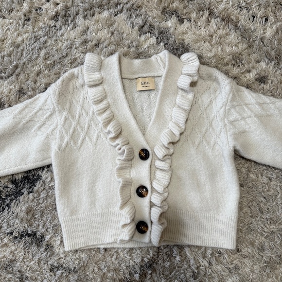 Elie Tahari White Ruffled Cropped Cardigan - Picture 8 of 8